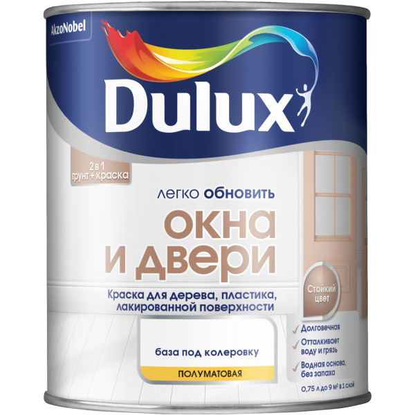 Краска Dulux Окна и Двери п/мат BC 0,75л