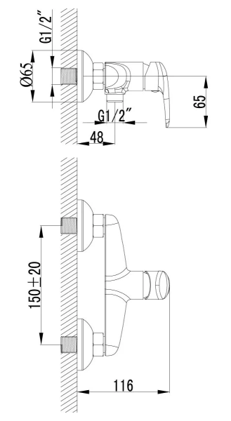 Смеситель настенный Lemark Прамэн Гигиенический (LM3318C) "р25"