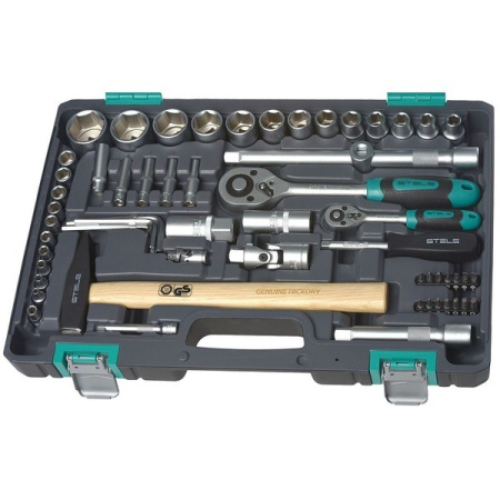 Набор инструментов STELS 1/2" 1/4" CrV пластиковый кейс 76 предметов (Арт. 14104)