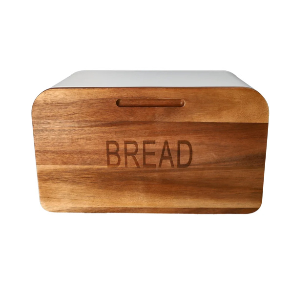 Хлебница DH 35,5х21,5х20,5 см металл, акация белый ZYB225