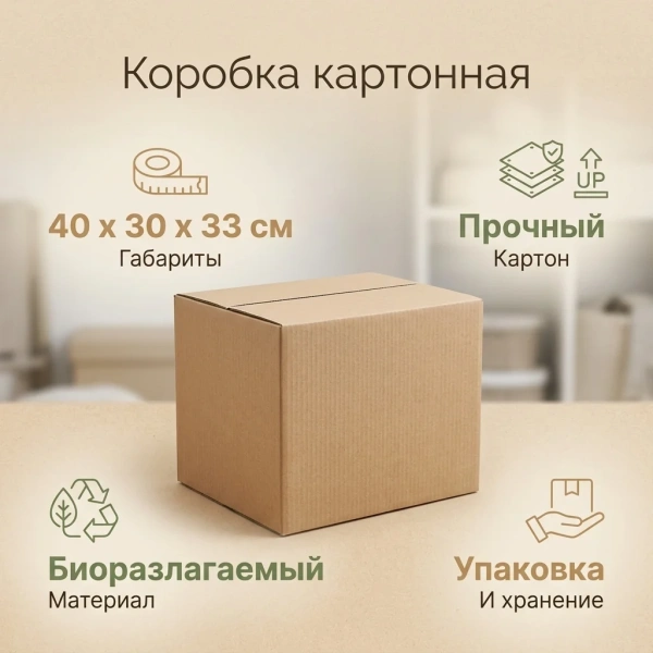 Коробка картонная 40х30х33 см цвет бурый