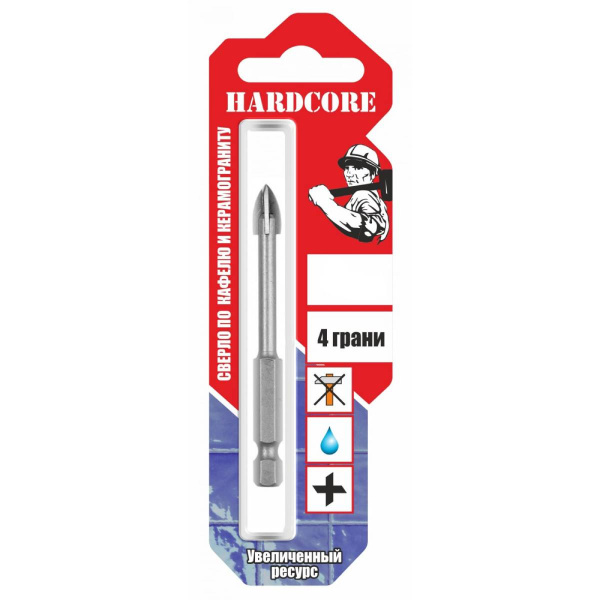 Сверло по керамограниту и керам.плитке 10мм "Hardcore" 4 грани