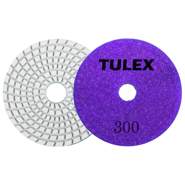 Круг алмазный гибкий шлифовальный TULEX 851021-300 на велкро основе, мокрое шлифование, 100мм, P300