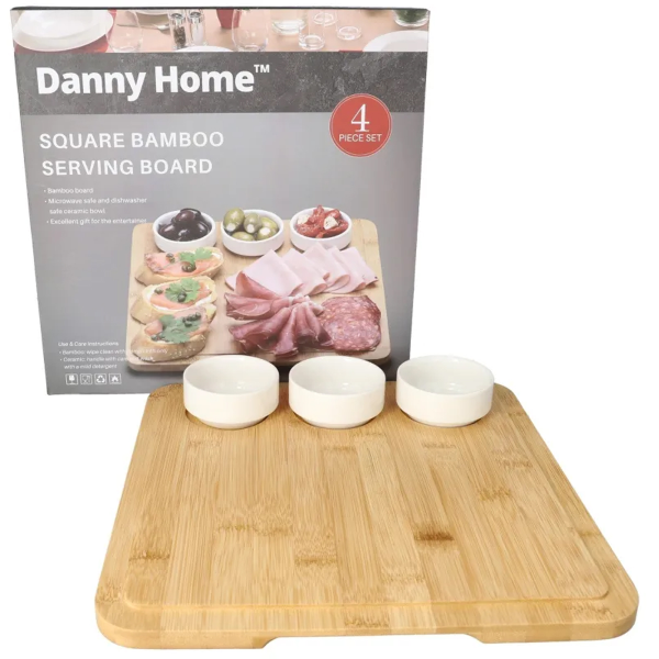 Набор для сервировки DH 3шт миски на бамбуковой подставке 30х29 см CZT40-02