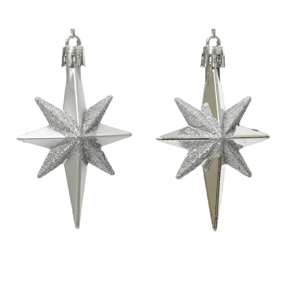 Украшение подвесное Звезда 5,3х2,2х7,8 см серебро 2 шт 028712 Kmg