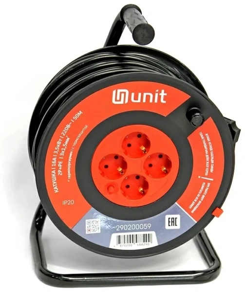 Катушка (4места 2p+pe 3х1,5мм2, 16А/3,5кВт/220В с термозащитой IP20) UNIT 50м. (1) NEW