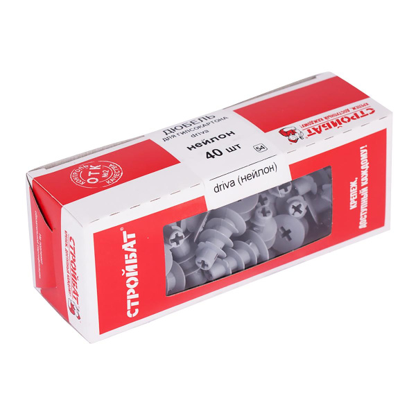 Дюбель для гипсокартона driva нейлон (40 шт) кор