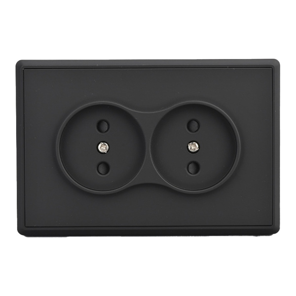 Розетка Brilliant E2-119-3 двойная б/з антрацит