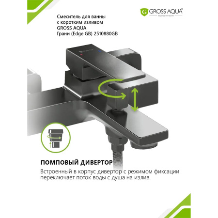 Смеситель в/д GROSS AQUA 2510880GM Грани (Edge), кор. нос