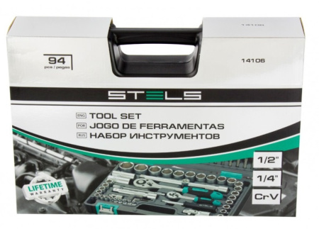 Набор инструментов STELS 1/2" 1/4" CrV пластиковый кейс 94 предмета