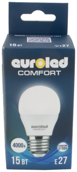 Лампа светодиодная Euroled Comfort G45 15W 4000K E27 матовая