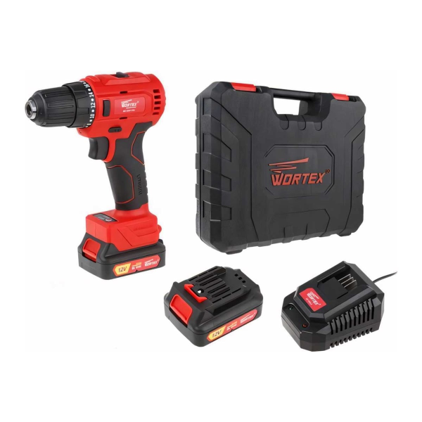 Дрель-шуруповерт аккум. WORTEX BD 1220-1 DLi в чем. БЕСЩЕТ, 12 В, 40 Н*м, 2х1.5 А*ч, БЗП 10 мм, арт.