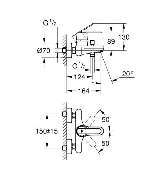 Смеситель в/д Grohe32887000 Get
