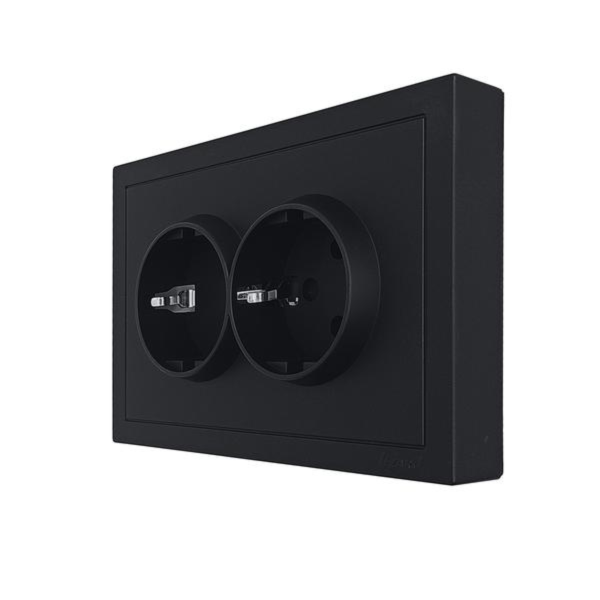 Розетка 704-4200-128BQC ZIMA двойная б/з бакалит черная матовая