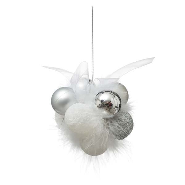 Украшение подвесное Рождественский цветок белый Feeric 3 см пластик 694518S