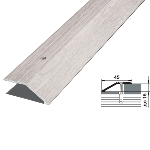Порог разноуровневый ПР 04 Ясень белый (106) 180 см