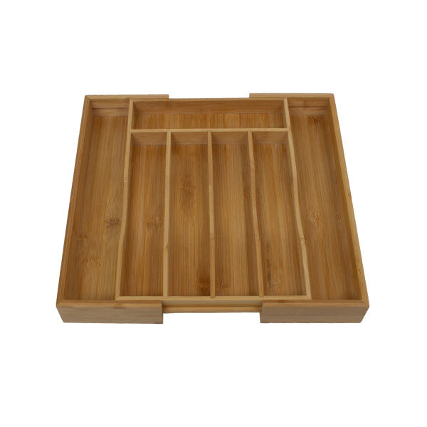 Лоток для столовых приборов раздвижной 35,5*38*5 см бамбук A6621