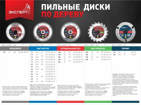 Диск пильный "ЭКСПЕРТ" 175-230-60Т-30,  ЧИСТЫЙ РЕЗ , по дереву, 230х30мм, 60Т