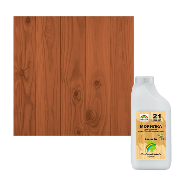 Морилка для дерева "Радуга-21" акриловая, цвет махагон 1 л Морилка для дерева "Радуга-21" акриловая, цвет махагон 1 л