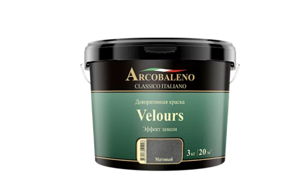 Краска декоративная с эффектом замши "Arcobaleno Velours" база: матовая 3кг Краска декоративная с эффектом замши "Arcobaleno Velours" база: матовая 3кг