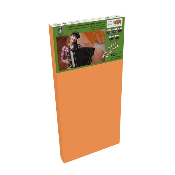 Подложка-гармошка SOLID 3мм оранж 1,05*10м. (10,5м2.)