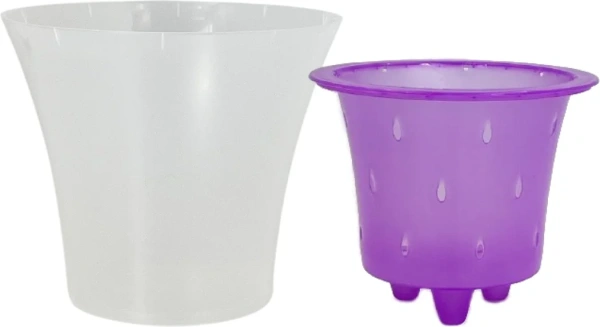 Горшок пластиковый с вкладкой, ВАНДА Фиолетовый-Прозрачный d17 h15, 2 л ВД17-05
