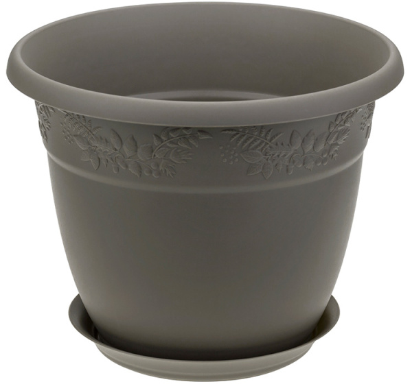 Кашпо IDEA РЯБИНА D160мм 1,4л с поддоном французcкий серый