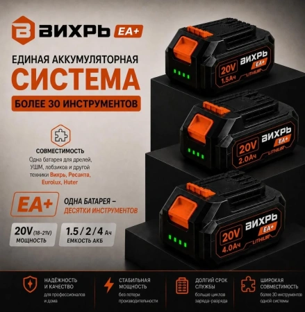Реноватор аккумуляторный АМФИ-20Li (в комплекте 1 АКБ и ЗУ) ЕА+ Вихрь