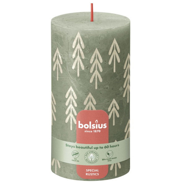 Свеча столбик Bolsius 13х6,8 см Fresh Olive
