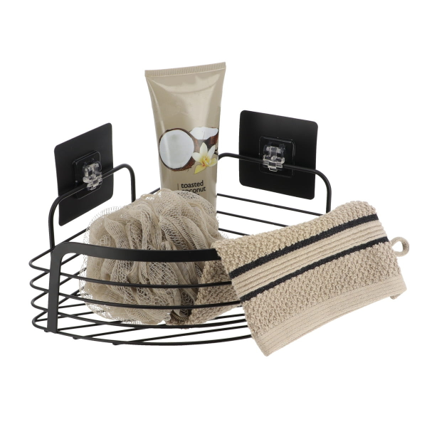 Полка для ванной Tendance черный угловая на липучке 91018108 Полка для ванной Tendance черный угловая на липучке 91018108