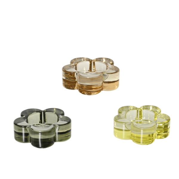 Подсвечник стеклянный Spring in Bloom Цветок 3 цвета в ассортименте 835227 Kmg