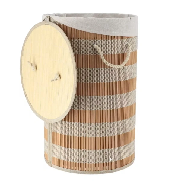 Корзина для белья Tendance 55х35 см круглая бамбук натуральный 8731104 Корзина для белья Tendance 55х35 см круглая бамбук натуральный 8731104