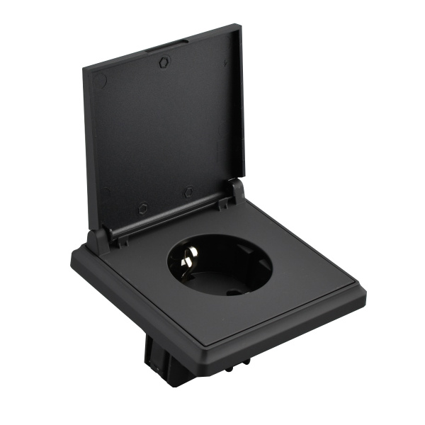 Розетка Brilliant E2-111-3 с крышкой с/з антрацит