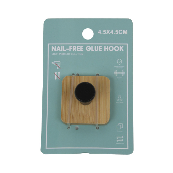 Крючок для ванной комнаты бамбук самоклеющийся 4,5x4,5x3,6cm SHK0035A-A