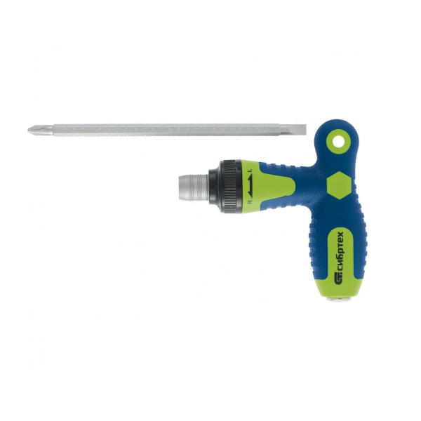 Отвертка реверсивная Т-образная комбинированная PH2/SL6, CrV//Сибртех