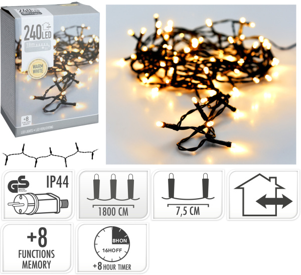 Электрогирлянда 240 LED теплый белый OUTDOOR/INDOOR AX8451140 К
