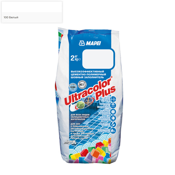 Затирка для швов MAPEI Ultracolor Plus №100/2кг (Белый)