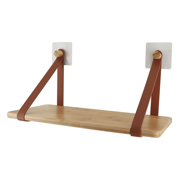 Полка для ванной комнаты Tendance 20х39,5х20 см бамбук/экокожа карамель 91046162