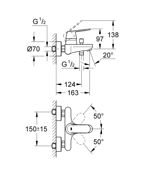Смеситель в/д Grohe 32831000 Eurosmart