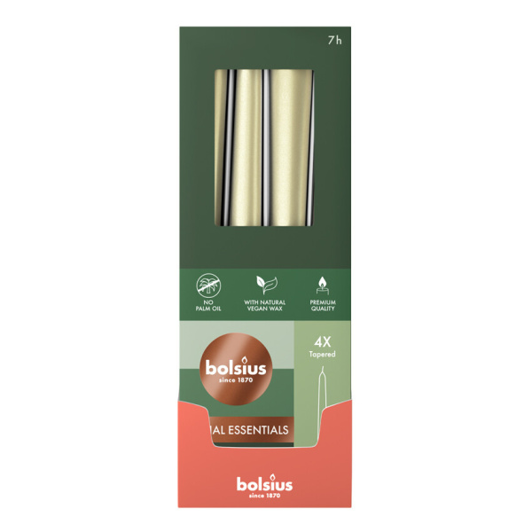 Набор столовых свечей Bolsius 4 шт 24,5х2,4 см White Silver