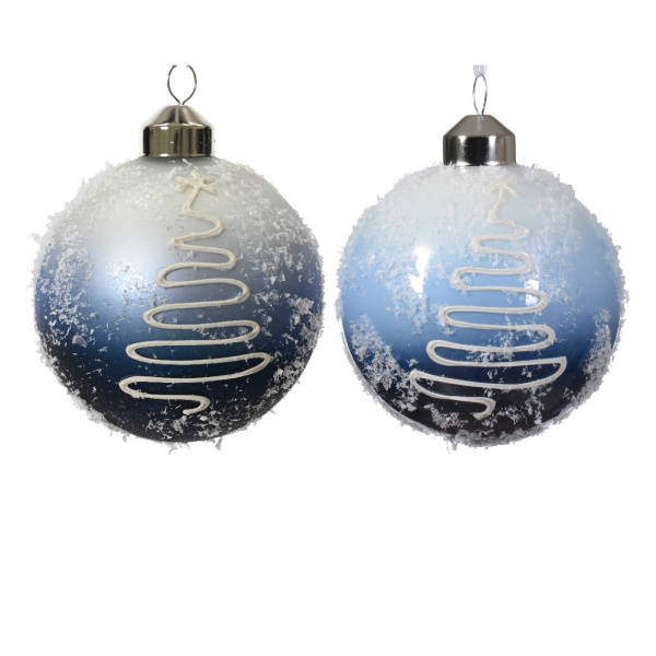 Шар елочный 8 см Морозное утро стекло 2 оттенка в ассорт.070257 Kmg