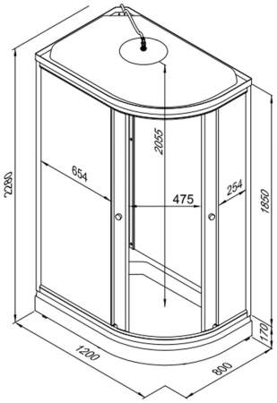 Душевая Кабина Triton Коралл 120*80 А лев., 1/4 круга, низ. подд., Белый, Мозаика, ДН4 (ПД16,КР14,ЗС