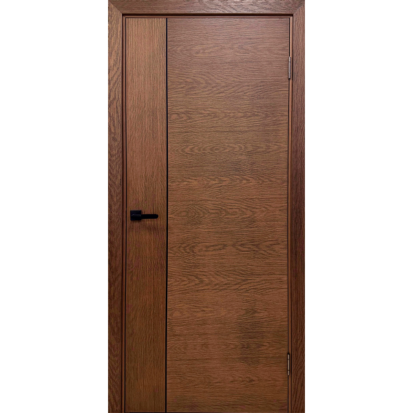 Дверное полотно Синди-1 "текстурированный орех" с черным молдингом Дверное полотно 2-09