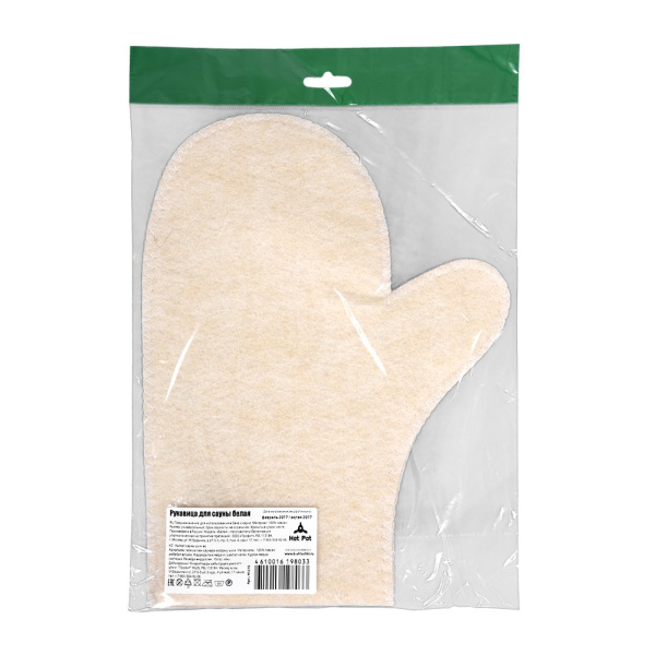 Рукавица для сауны Hot Pot, белая войлок 100% 41215