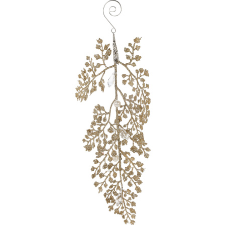Украшение подвесное Koopman Листья золотой глиттер 25 см 4 вида в ассортименте CAA751600