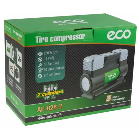 Компрессор автомобильный ECO AE-028-2, арт.AE-028-2