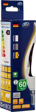 Лампа сд FC37 Е14 7W, 2700K, теплый свет 32351 8