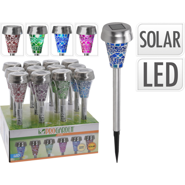 Фонарь садовый на солнечной батарее, H 38 см, 4 цвета в ассортименте DT2100070