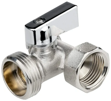 Кран шаровой трёхпроходной для бытовой техники 1/2"х3/4"х1/2" в/н/н, ник.лат.COMPACT,ГОСТ,MASTERPROF