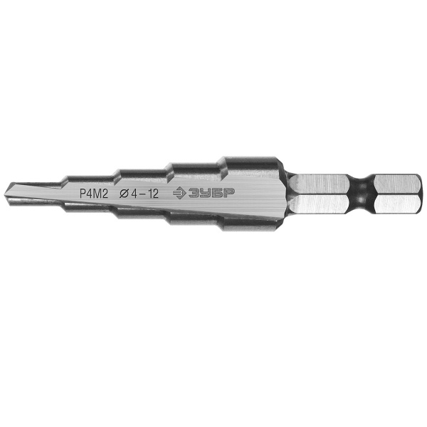 Сверло ступенчатое ЗУБР 4-12мм, 9 ступеней,  сталь Р4М2